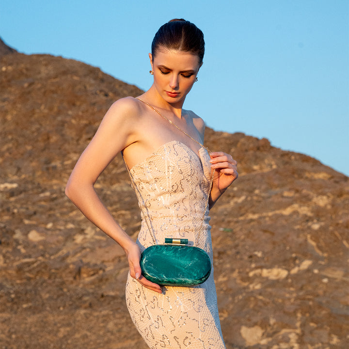 Jade Ethereal Capsule Clutch