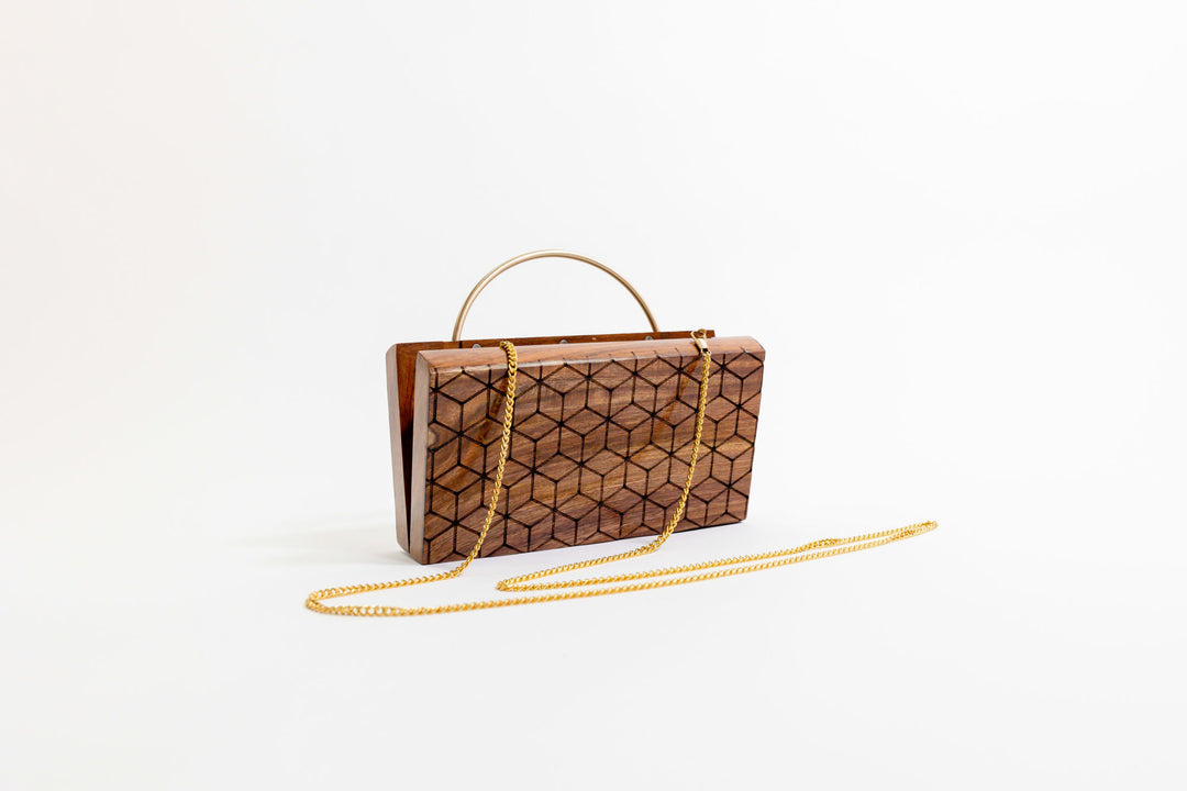 Hexa Wood Clutch